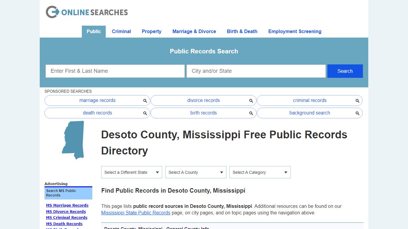 Desoto County, Mississippi Public Records Directory